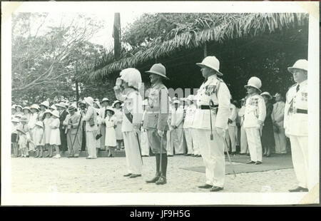 Ein eindrucksvolles Bild aus dem Jahr 1939, das die Reise der belgischen Armee in den Kongo darstellt, einen historischen Moment in der Kolonialzeit des belgischen Kongo. Stockfoto