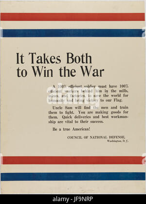 IT Takes Todes to Win the war: Ein Poster-Slogan aus dem Ersten Weltkrieg, der die gemeinsamen Anstrengungen von Militär und Zivilisten zum Sieg betont. Stockfoto
