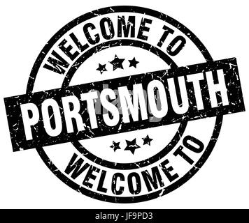 Willkommen Sie bei Portsmouth schwarze Stempel Stock Vektor