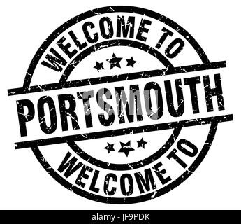 Willkommen Sie bei Portsmouth schwarze Stempel Stock Vektor