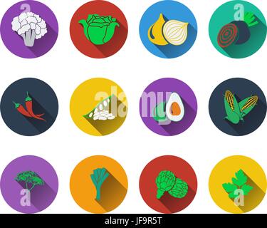 Reihe von pflanzlichen icons Stock Vektor