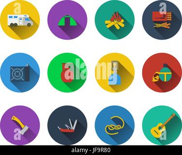 Reihe von camping Icons im flat design Stock Vektor