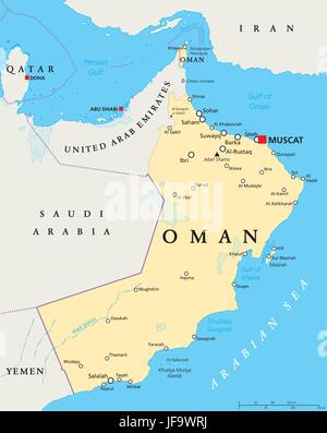 Politische Landkarte Oman Stock Vektor