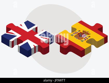 Vereinigtes Königreich und Spanien Fahnen Stock Vektor