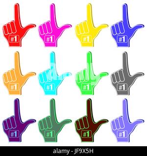 Schaum Finger Silhouetten, Isolated on White Background Stock Vektor