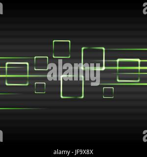 Abstrakt Grün leuchtende Quadrate Stockfoto