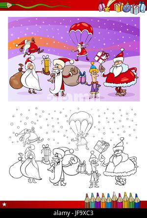 Santa Claus Zeichen Malbuch Stock Vektor