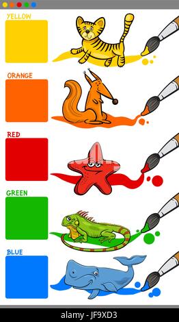 Hauptfarben mit Comic-Tiere Stock Vektor