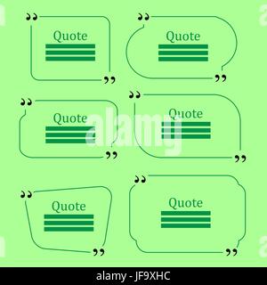 Zitat der Blase. Satz von Sprechblasen. Leere Vorlagen auf grünem Hintergrund Stock Vektor
