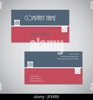 Blau rot Visitenkarte mit weißen Streifen Stock Vektor