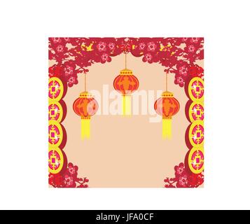 Laternen bringt Glück und Frieden zum Gebet während der Mid-Autumn Festival für Chinese New Year Stock Vektor