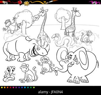 Safaritiere, Malbuch Stock Vektor