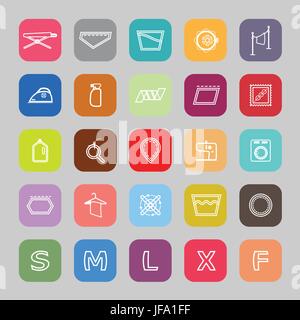 Tuch Pflege Zeichen Linie flach Symbole Stock Vektor