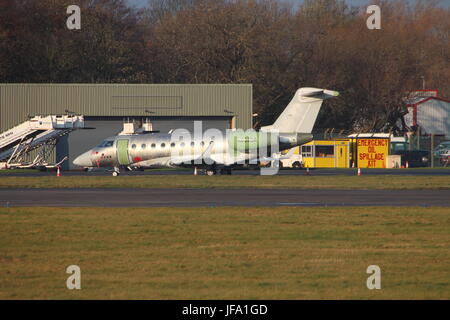 N259GA (Seriennummer 2059), eine IAI Gulfstream G280, am Flughafen Prestwick auf einem Flug der Lieferung. Stockfoto