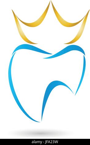 Zahn und Krone Logo, Zahnarzt, Krone aus gold Stock Vektor