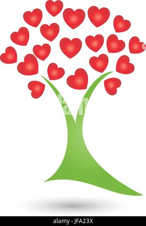 Baum mit Herz, Logo, Pflanze Stock Vektor