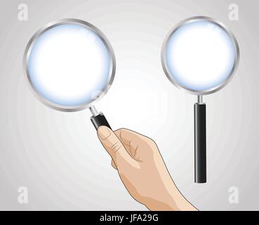 Die Hand halten Lupe Stock Vektor