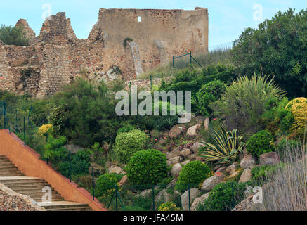 Burgruinen, Palamos, Spanien. Stockfoto