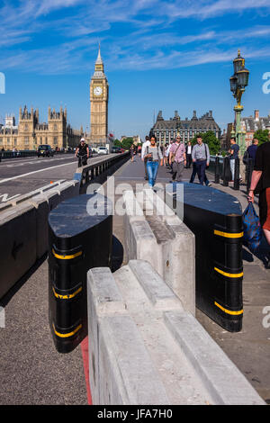 Westminster Bridge Sicherheitsmaßnahmen nach Terror-Angriff, London, England, U.K Stockfoto