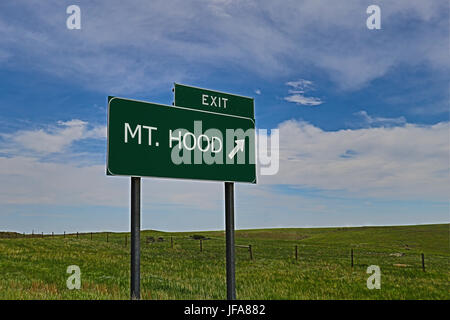 U.S. Highway Notausgangsschild für Mt. Hood Stockfoto
