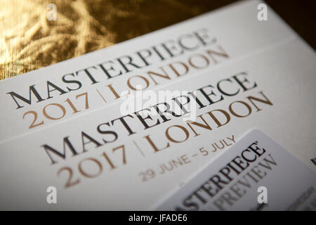 Meisterwerk London Kunst Messe Tickets und eine Vorschau-Karte 2017 Stockfoto