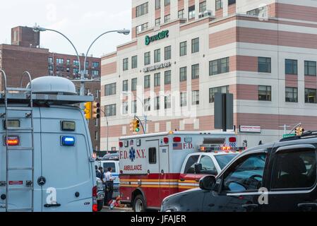 Tödliche schießen in der Bronx Libanon Krankenhaus Stockfoto