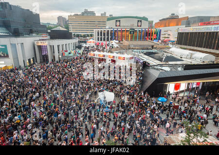 Montreal, Kanada - 30. Juni 2017: Place Des Arts während Kat Wright Auftritt beim Jazz Festival. Stockfoto