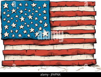 Eine grobe Karikatur von der Flagge der Vereinigten Staaten von Amerika. Stock Vektor