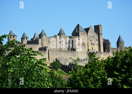 Die mittelalterliche Stadt Carcassonne, Aude, Occitanie, Frankreich Stockfoto