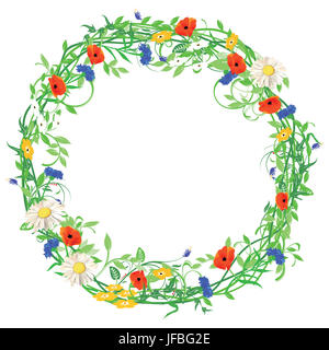 Floral wreath isoliert auf weißem Stockfoto