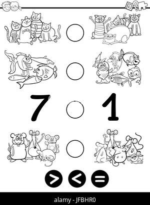 Größer kleiner gleich Färbung Seite Stockfoto