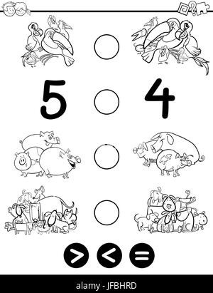 Größer kleiner gleich Malbuch Stockfoto