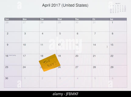 Hinweis auf dem Computer für steuerliche Tag geschrieben Stockfoto