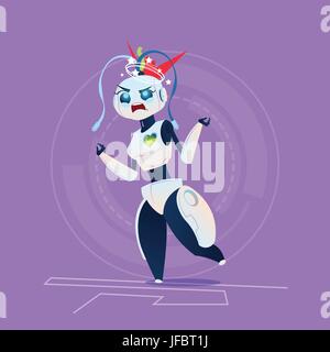 Niedliche Roboter böse Fehler moderne künstliche-Intelligenz-Technologie-Konzept Stock Vektor