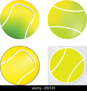 Tennis-Ball-Set - Vektor auf weißem Hintergrund isoliert. Symbol und illustration Stock Vektor
