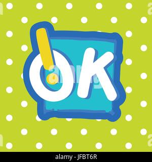 OK Aufkleber, Chatnachricht beschriften Symbol bunte Banner Stock Vektor