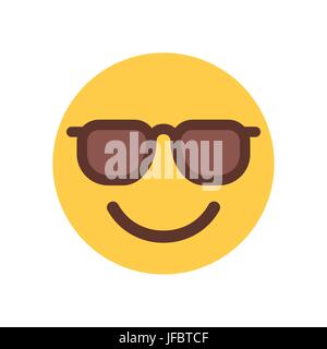 Gelbe Cartoon Lächeln In Sonne Brille Emoji Menschen Emotion Icon Stock Vektor
