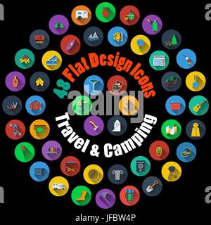 Reisen und Camping Icons Stock Vektor
