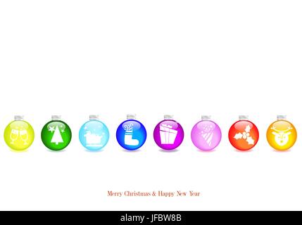 Weihnachten Hintergrund mit weißen Kugeln bunt verziert Stock Vektor