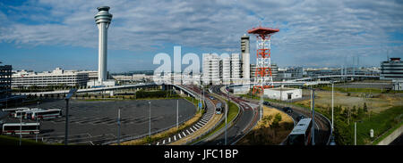 Panoramablick auf Flughafen Tokio-Haneda, Tokyo. Stockfoto