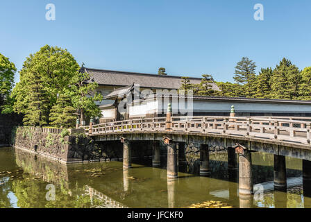 Brücke am Hirakawamon Eingang zu den Ostgärten des Kaiserpalastes, Tokyo, Japan Stockfoto