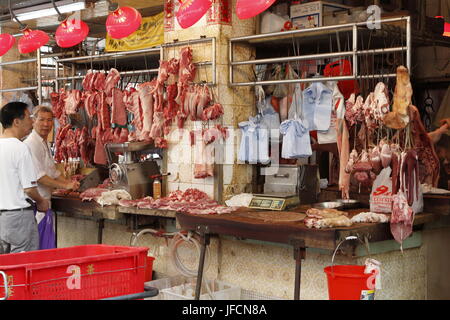 Metzgerei in einer Seitenstraße von Hongkong Stockfoto