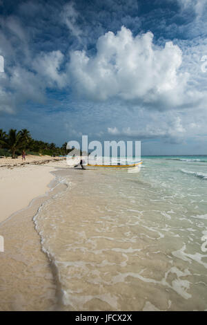 Karibik-Strand Panorama, Tulum, Mexiko Stockfoto