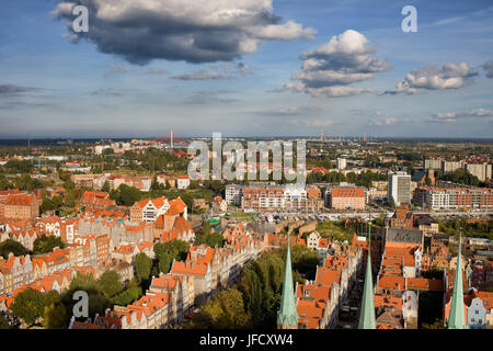 Stadt Danzig Luftbild Stadtbild oberhalb der alten Stadt, Polen, Pommern. Stockfoto