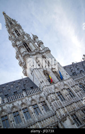 Turm von Maison du Roi auf dem Grand Place Stockfoto