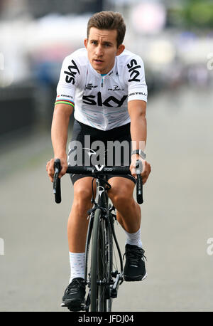104. Tour de France, Grand fahren, Team-Präsentation: Michal Kwiatkowski (POL) Team Sky. Stockfoto