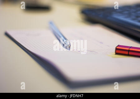 Stift auf einem Blatt Stockfoto