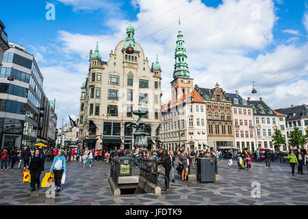 Amagertorv, Amager Square, Teil der Fußgängerzone Strøget, Kopenhagen, Dänemark Stockfoto