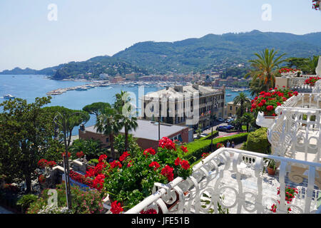 Santa Margherita Ligure, Italien von einem Balkon im Hotel Imperiale Stockfoto