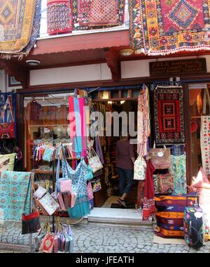 FETHIYE, TÜRKEI, 31. Mai 2017: mit einem traditionellen türkischen Teppich Shop in Fethiye, Türkei, 31. Mai 2017 Stockfoto